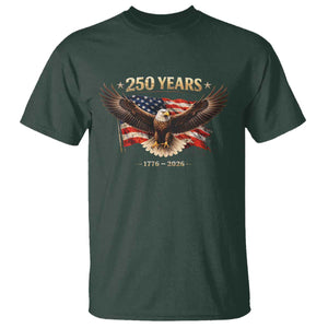 250 Years USA T Shirt Patriotic Eagle America Flag 250th Anniversary 1776 2026 TS10 Dark Forest Green Print Your Wear
