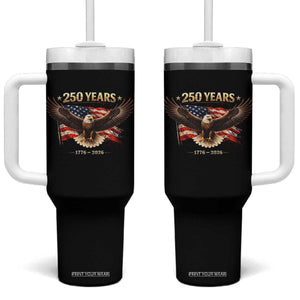 250 Years USA Tumbler With Handle Patriotic Eagle America Flag 250th Anniversary 1776 2026 TS10 One Size: 40 oz Black Print Your Wear