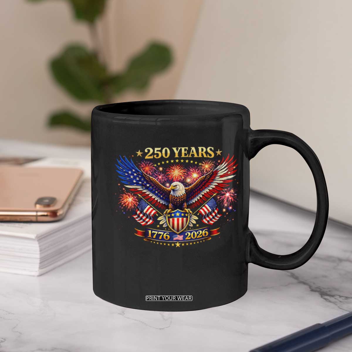 USA 250th Anniversary Eagle Coffee Mug 4th July Independence Day Patriotic USA Flag TS10 Print Your Wear
