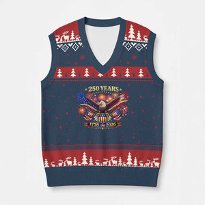 USA 250th Anniversary Eagle V-Neck Knit Sweater Vest 4th July Independence Day Patriotic USA Flag TS10 Navy Red Print Your Wear