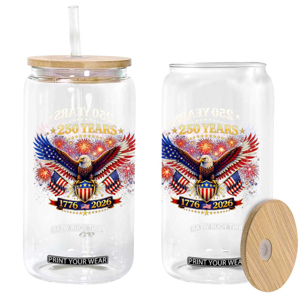 USA 250th Anniversary Eagle Glass Can 4th July Independence Day Patriotic USA Flag TS10 Print Your Wear