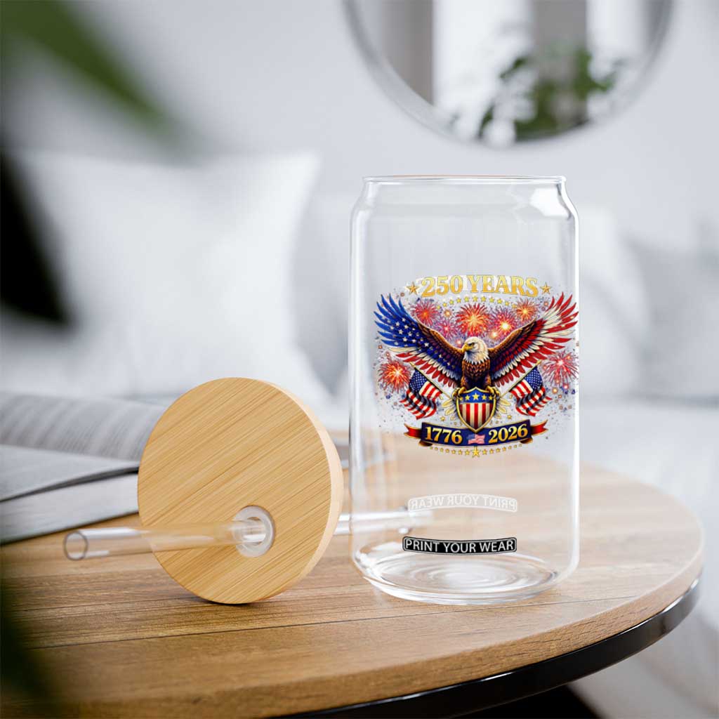 USA 250th Anniversary Eagle Glass Can 4th July Independence Day Patriotic USA Flag TS10 Print Your Wear