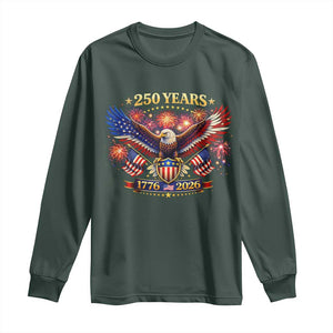 USA 250th Anniversary Eagle Long Sleeve Shirt 4th July Independence Day Patriotic USA Flag TS10 Dark Forest Green Print Your Wear