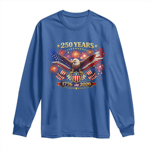 USA 250th Anniversary Eagle Long Sleeve Shirt 4th July Independence Day Patriotic USA Flag TS10 Royal Blue Print Your Wear