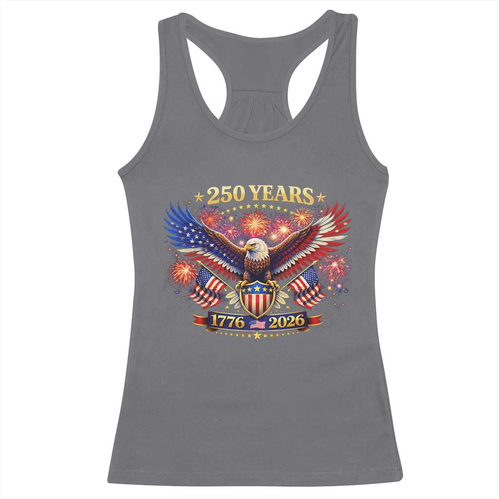 USA 250th Anniversary Eagle Racerback Tank Top 4th July Independence Day Patriotic USA Flag TS10 Charcoal Print Your Wear