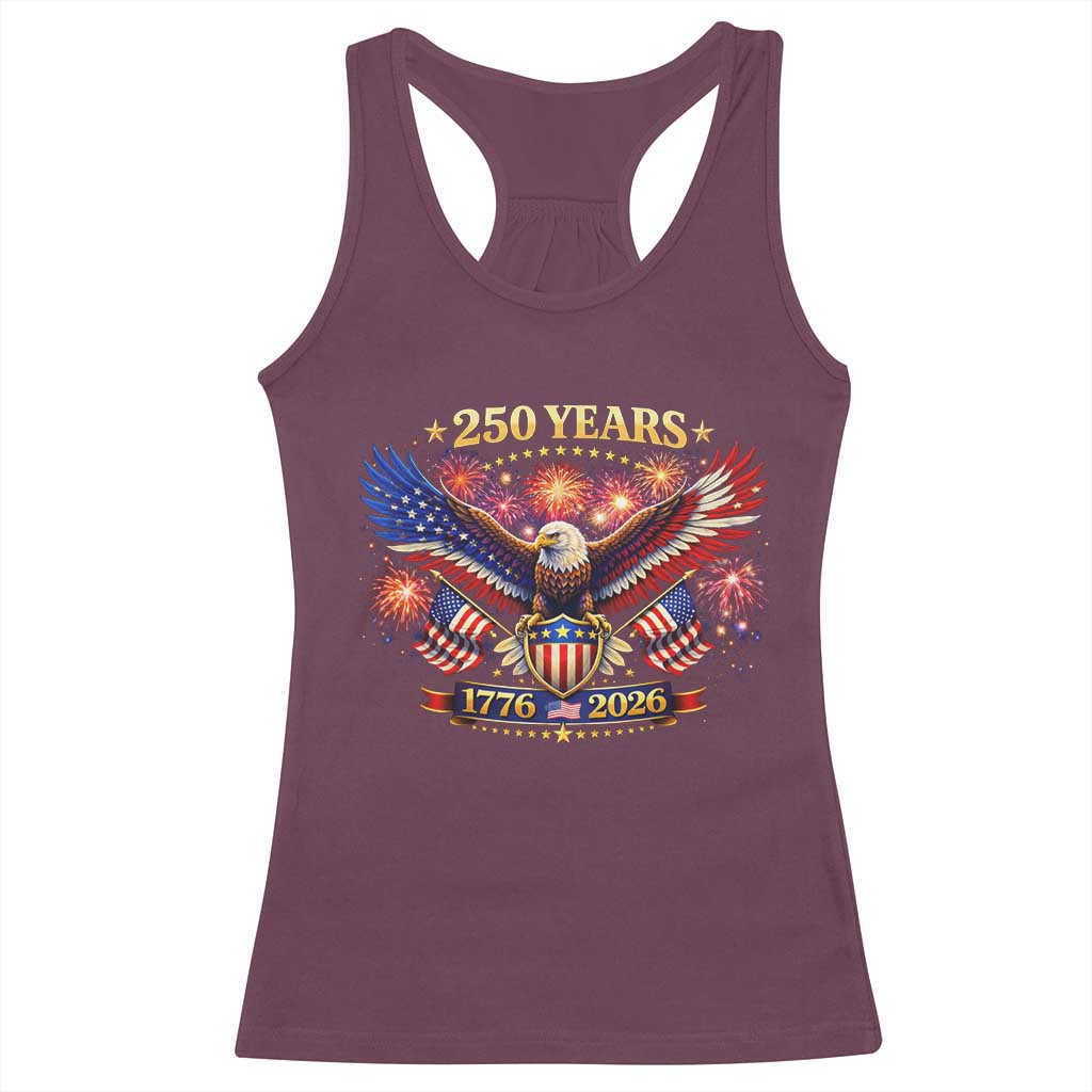 USA 250th Anniversary Eagle Racerback Tank Top 4th July Independence Day Patriotic USA Flag TS10 Maroon Print Your Wear