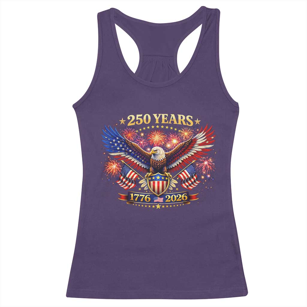USA 250th Anniversary Eagle Racerback Tank Top 4th July Independence Day Patriotic USA Flag TS10 Purple Print Your Wear