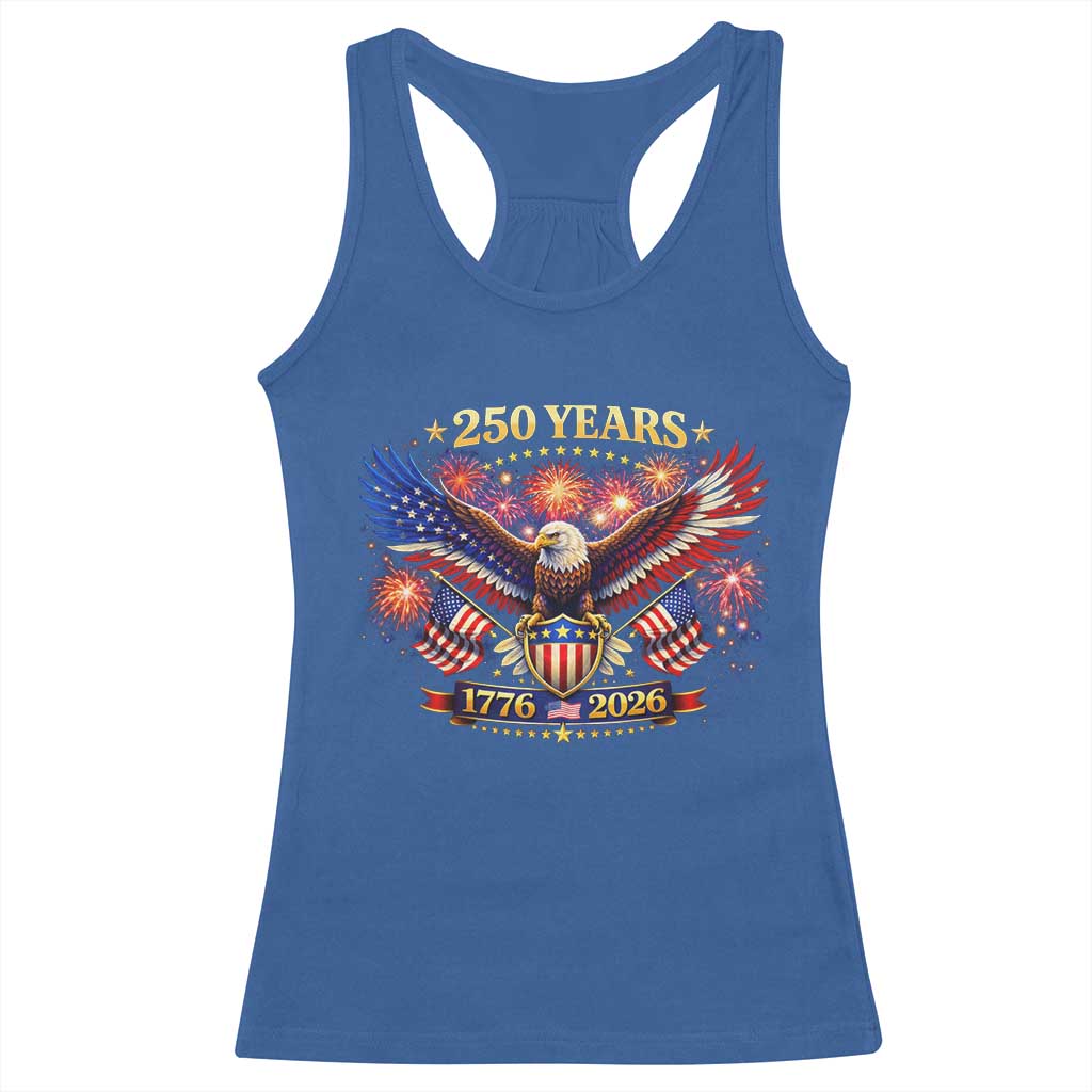 USA 250th Anniversary Eagle Racerback Tank Top 4th July Independence Day Patriotic USA Flag TS10 Royal Blue Print Your Wear