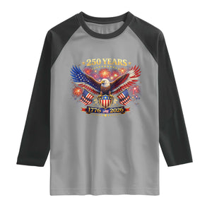 USA 250th Anniversary Eagle Raglan Shirt 4th July Independence Day Patriotic USA Flag TS10 Sport Gray Black Print Your Wear