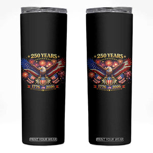 USA 250th Anniversary Eagle Skinny Tumbler 4th July Independence Day Patriotic USA Flag TS10 Black Print Your Wear