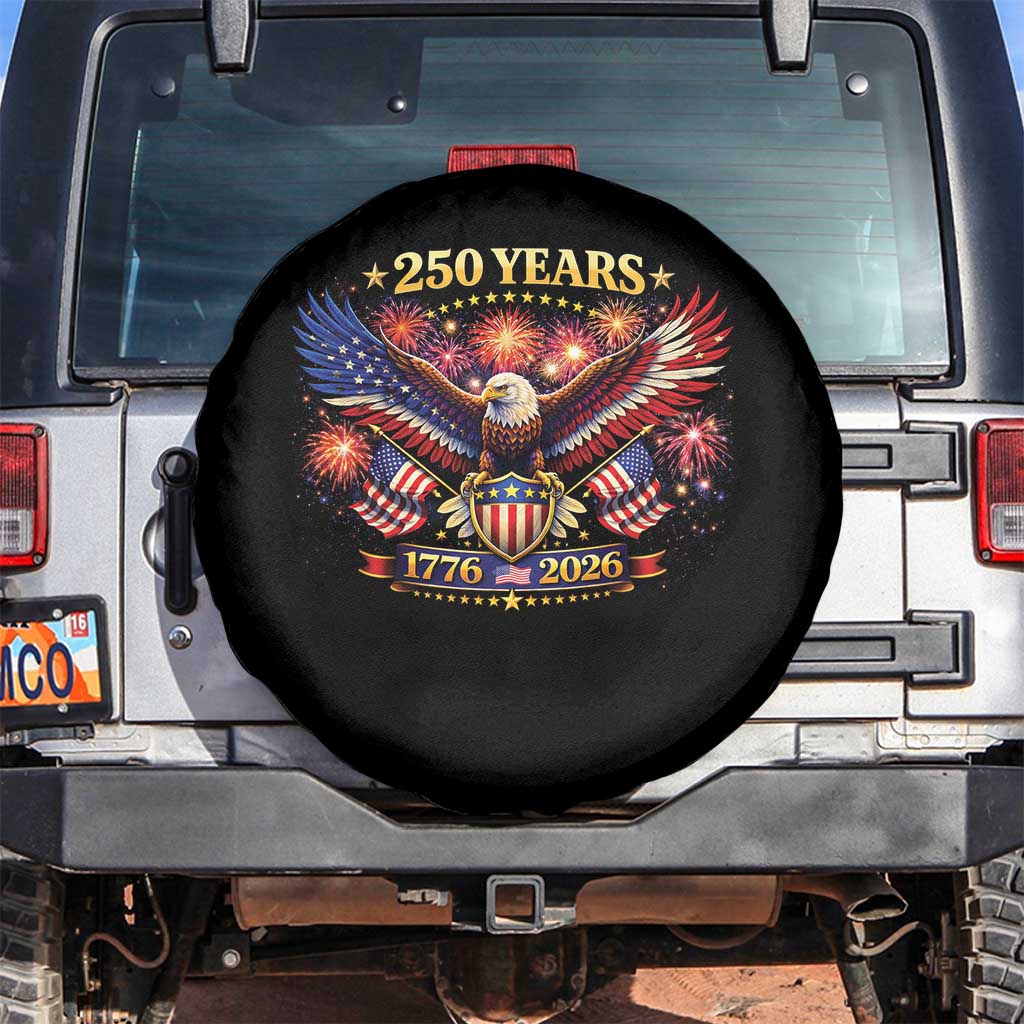 USA 250th Anniversary Eagle Spare Tire Cover 4th July Independence Day Patriotic USA Flag TS10 No hole Black Print Your Wear