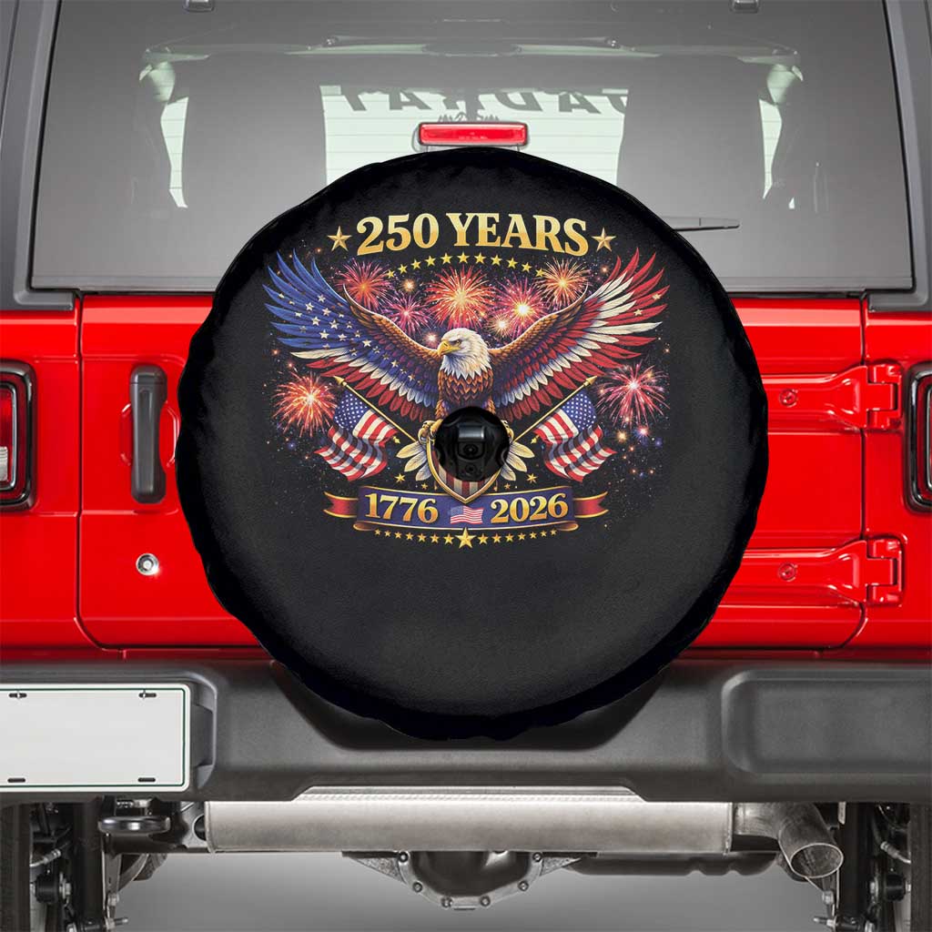 USA 250th Anniversary Eagle Spare Tire Cover 4th July Independence Day Patriotic USA Flag TS10 Black Print Your Wear