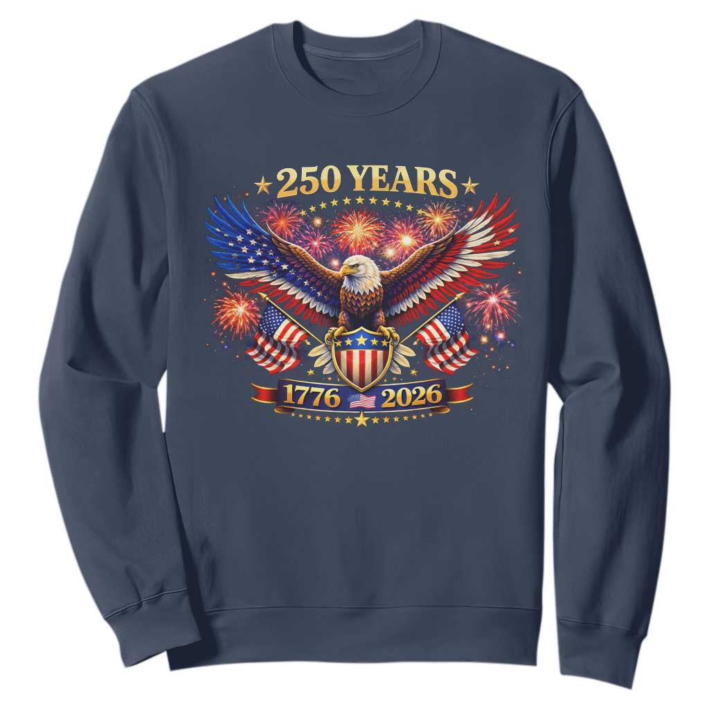 USA 250th Anniversary Eagle Sweatshirt 4th July Independence Day Patriotic USA Flag TS10 Navy Print Your Wear