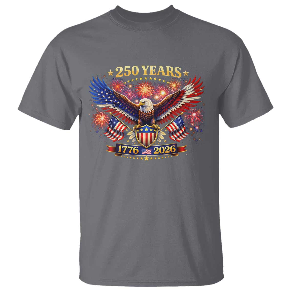 USA 250th Anniversary Eagle T Shirt 4th July Independence Day Patriotic USA Flag TS10 Charcoal Print Your Wear