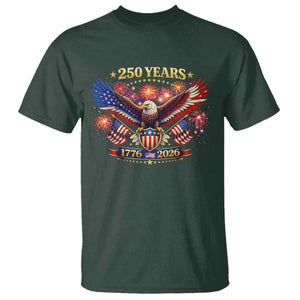 USA 250th Anniversary Eagle T Shirt 4th July Independence Day Patriotic USA Flag TS10 Dark Forest Green Print Your Wear