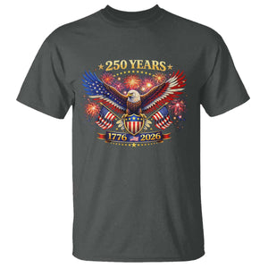 USA 250th Anniversary Eagle T Shirt 4th July Independence Day Patriotic USA Flag TS10 Dark Heather Print Your Wear
