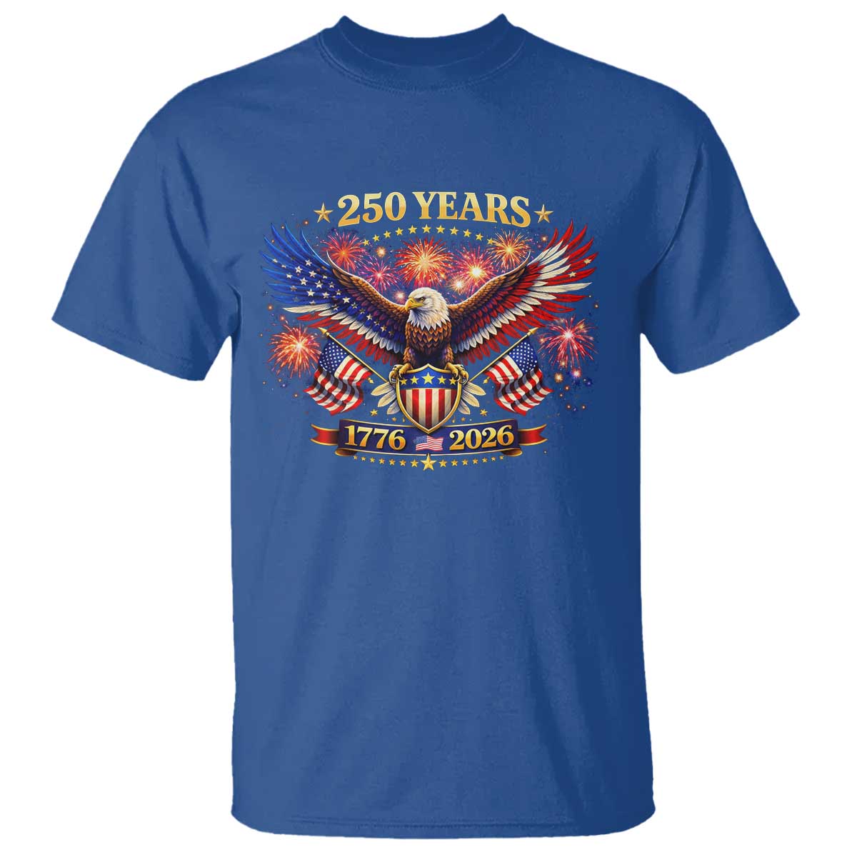 USA 250th Anniversary Eagle T Shirt 4th July Independence Day Patriotic USA Flag TS10 Royal Blue Print Your Wear