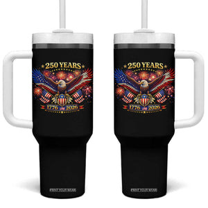 USA 250th Anniversary Eagle Tumbler With Handle 4th July Independence Day Patriotic USA Flag TS10 One Size: 40 oz Black Print Your Wear