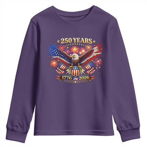 USA 250th Anniversary Eagle Youth Sweatshirt 4th July Independence Day Patriotic USA Flag TS10 Purple Print Your Wear