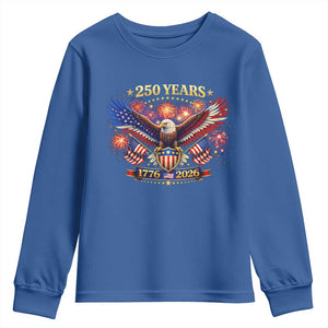 USA 250th Anniversary Eagle Youth Sweatshirt 4th July Independence Day Patriotic USA Flag TS10 Royal Blue Print Your Wear