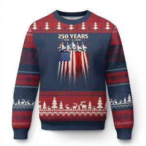 250 Years Anniversary Ugly Christmas Sweater Usa American Flag 1776 2026 Patriotic Independence Day 4th July TS10 Navy Red Print Your Wear