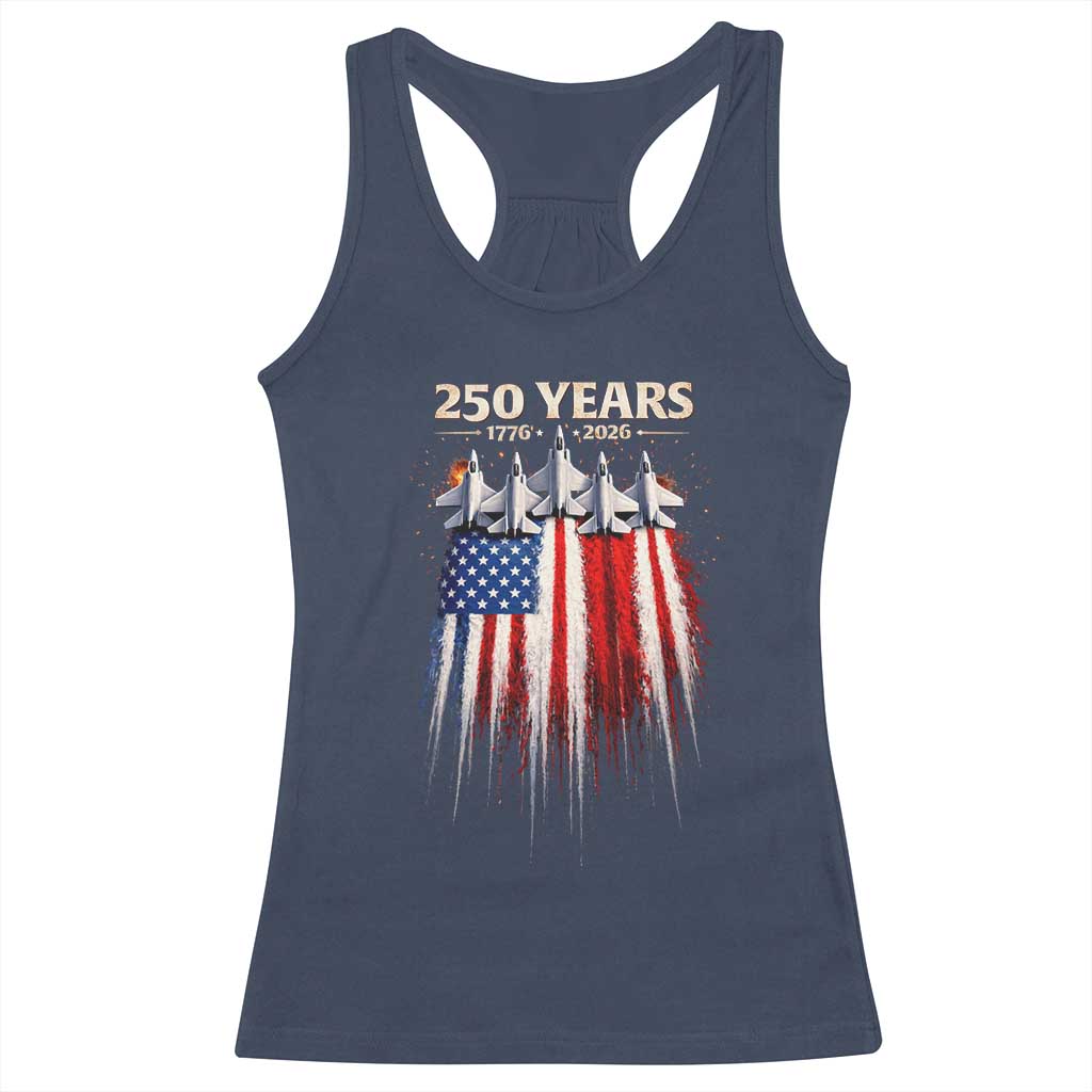 250 Years Anniversary Racerback Tank Top Usa American Flag 1776 2026 Patriotic Independence Day 4th July TS10 Navy Print Your Wear