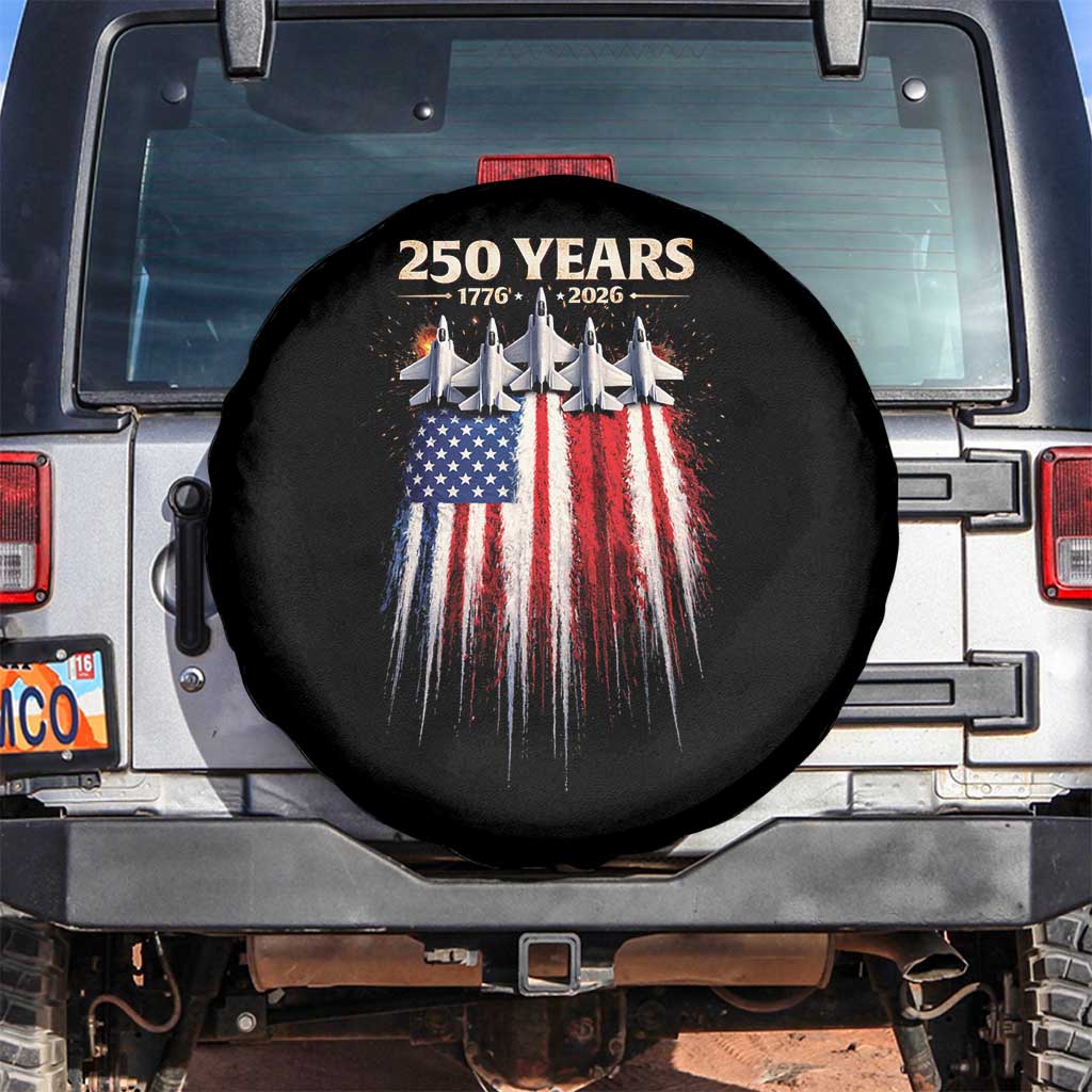 250 Years Anniversary Spare Tire Cover Usa American Flag 1776 2026 Patriotic Independence Day 4th July TS10 No hole Black Print Your Wear
