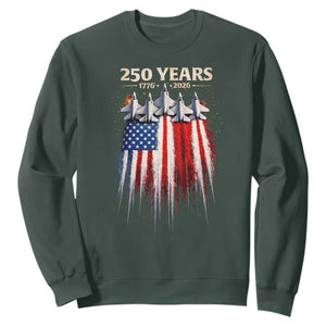 250 Years Anniversary Sweatshirt Usa American Flag 1776 2026 Patriotic Independence Day 4th July TS10 Dark Forest Green Print Your Wear