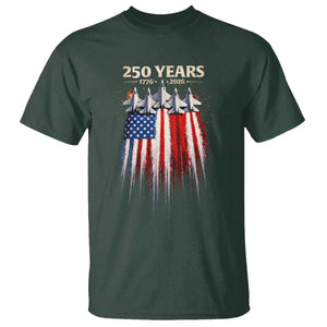 250 Years Anniversary T Shirt Usa American Flag 1776 2026 Patriotic Independence Day 4th July TS10 Dark Forest Green Print Your Wear