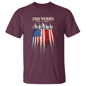 250 Years Anniversary T Shirt Usa American Flag 1776 2026 Patriotic Independence Day 4th July TS10 Maroon Print Your Wear