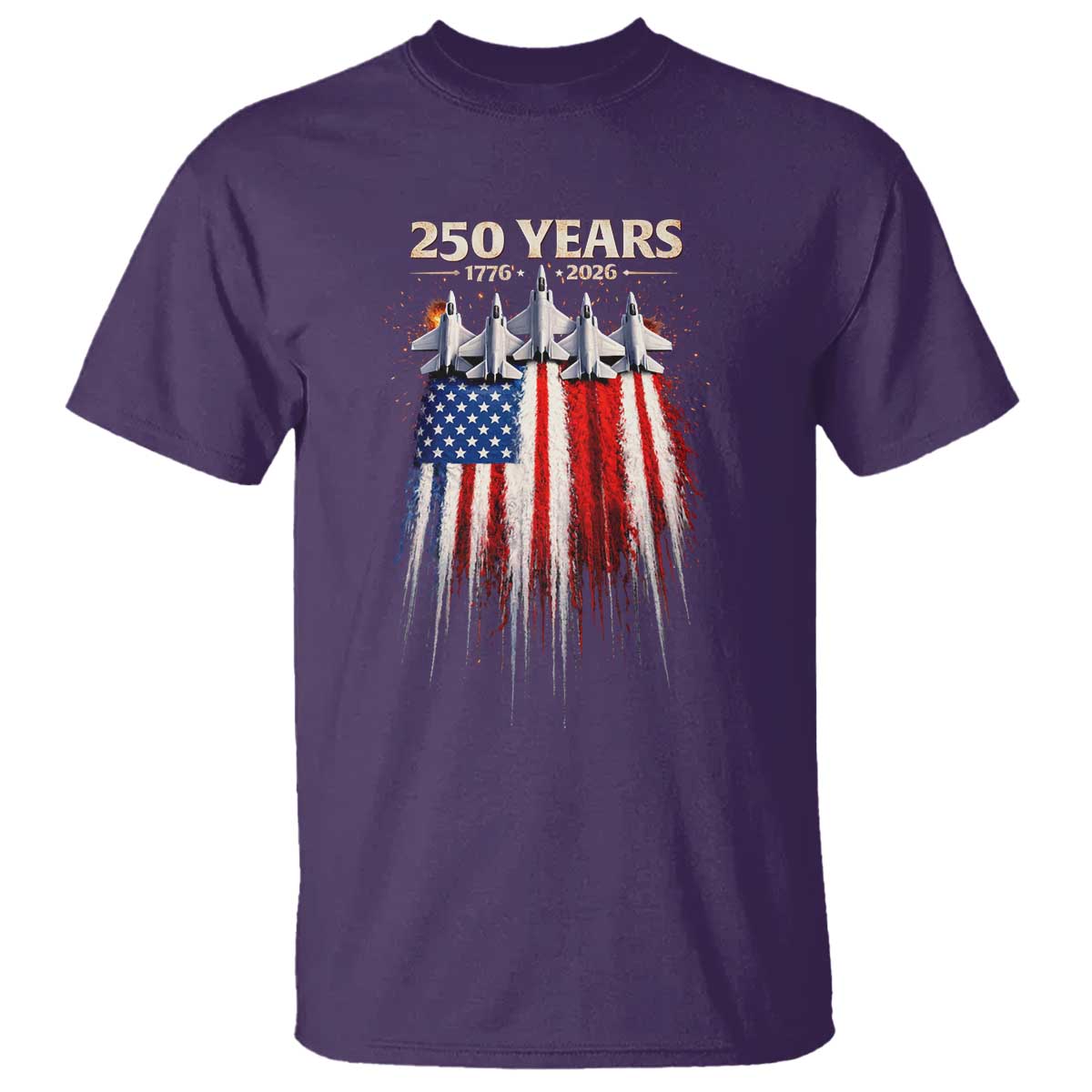 250 Years Anniversary T Shirt Usa American Flag 1776 2026 Patriotic Independence Day 4th July TS10 Purple Print Your Wear