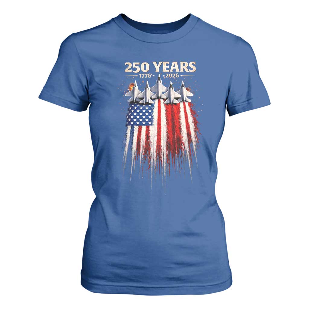 250 Years Anniversary T Shirt For Women Usa American Flag 1776 2026 Patriotic Independence Day 4th July TS10 Royal Blue Print Your Wear