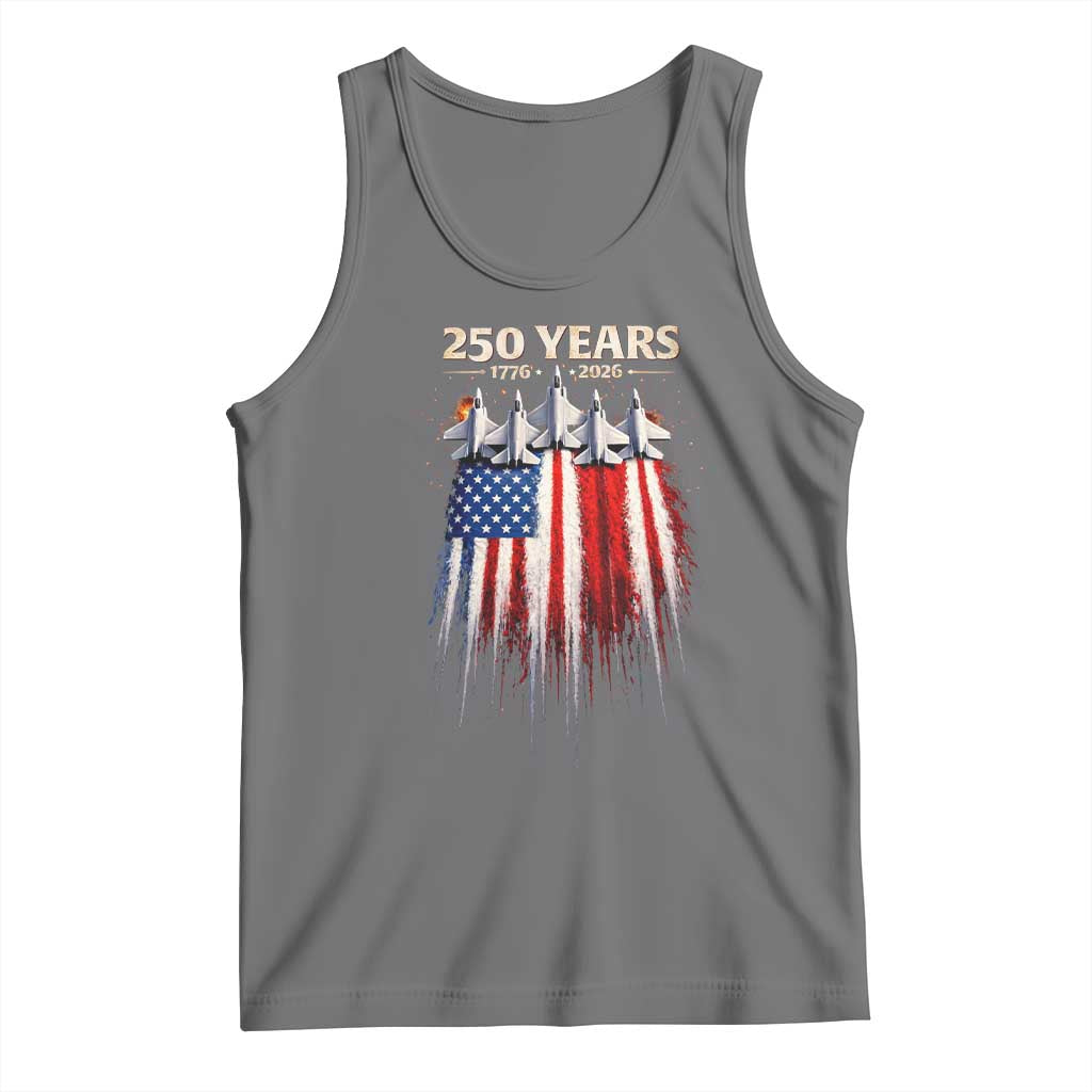 250 Years Anniversary Tank Top Usa American Flag 1776 2026 Patriotic Independence Day 4th July TS10 Black Heather Print Your Wear