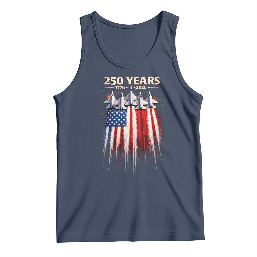 250 Years Anniversary Tank Top Usa American Flag 1776 2026 Patriotic Independence Day 4th July TS10 Navy Print Your Wear
