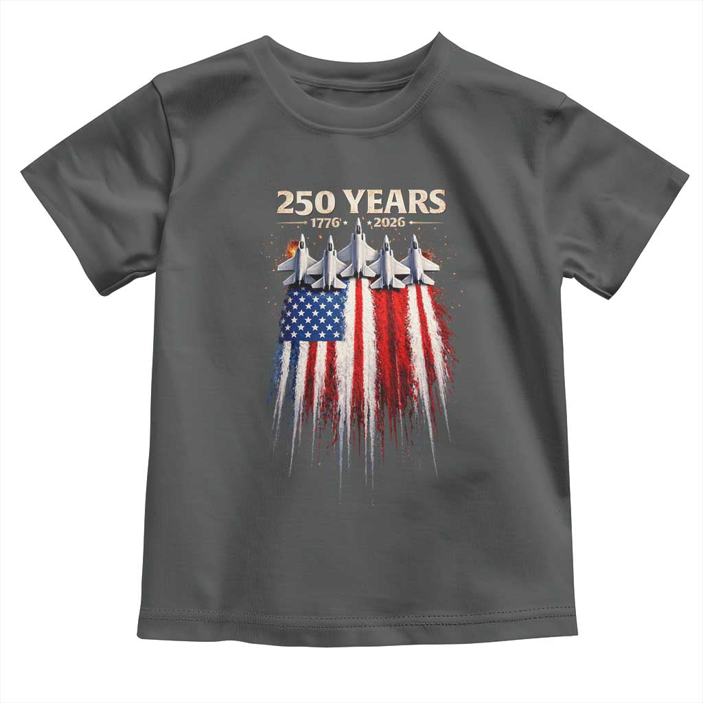 250 Years Anniversary Toddler T Shirt - USA American Flag 1776 2026 Patriotic Independence Day 4th July TS10 Dark Heather Print Your Wear