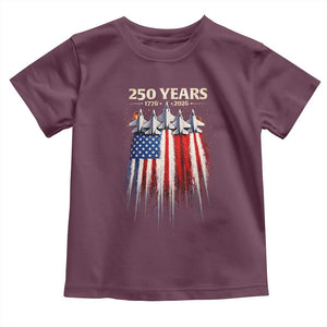250 Years Anniversary Toddler T Shirt - USA American Flag 1776 2026 Patriotic Independence Day 4th July TS10 Maroon Print Your Wear