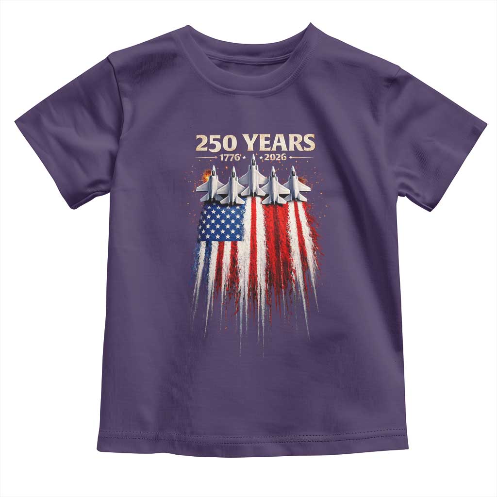 250 Years Anniversary Toddler T Shirt - USA American Flag 1776 2026 Patriotic Independence Day 4th July TS10 Purple Print Your Wear