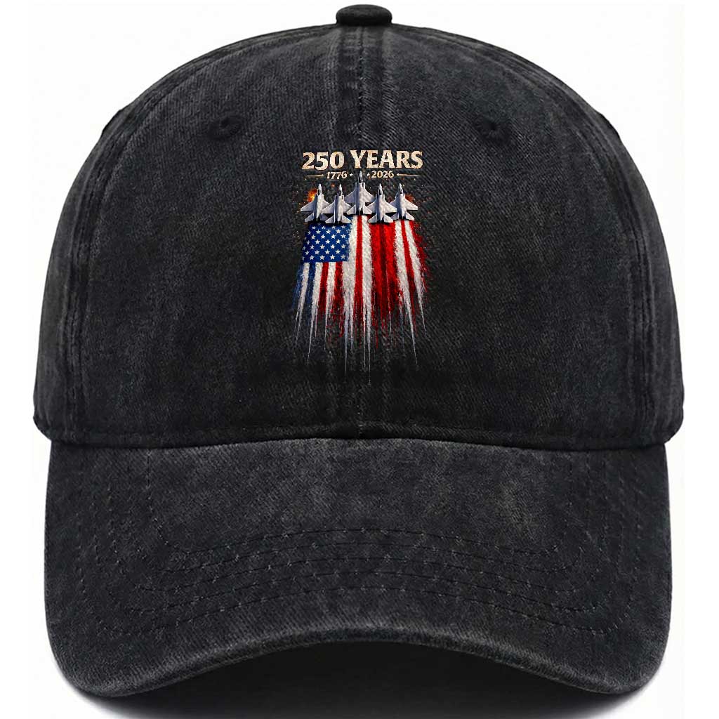 250 Years Anniversary Washed Cotton Baseball Cap Usa American Flag 1776 2026 Patriotic Independence Day 4th July TS10 Print Your Wear
