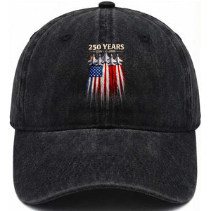250 Years Anniversary Washed Cotton Baseball Cap Usa American Flag 1776 2026 Patriotic Independence Day 4th July TS10 Print Your Wear