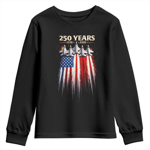 250 Years Anniversary Youth Sweatshirt Usa American Flag 1776 2026 Patriotic Independence Day 4th July TS10 Black Print Your Wear