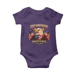 250th Anniversary Baby Onesie United States 250 Years Birthday 1776 2026 Eagle USA Flag TS10 Purple Print Your Wear