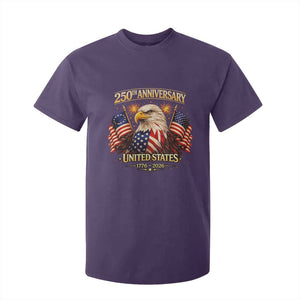 250th Anniversary T Shirt For Kid United States 250 Years Birthday 1776 2026 Eagle USA Flag TS10 Purple Print Your Wear
