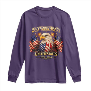250th Anniversary Long Sleeve Shirt United States 250 Years Birthday 1776 2026 Eagle USA Flag TS10 Purple Print Your Wear