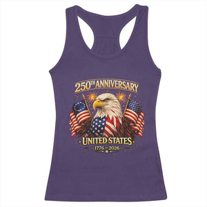 250th Anniversary Racerback Tank Top United States 250 Years Birthday 1776 2026 Eagle USA Flag TS10 Purple Print Your Wear