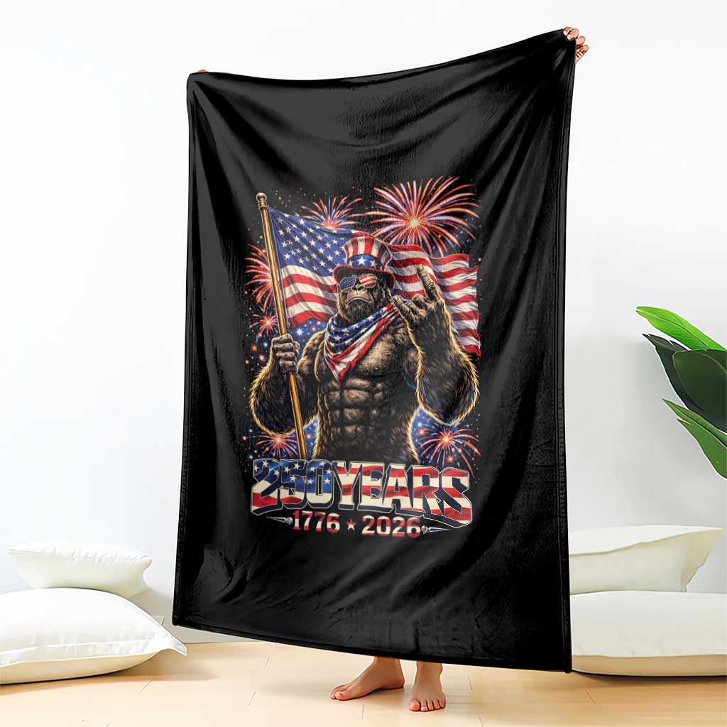 Bigfoot 250th Anniversary Throw Blanket USA Independence 250 Years Of Freedom 1776 2026 Patriotic Flag TS10 Print Your Wear