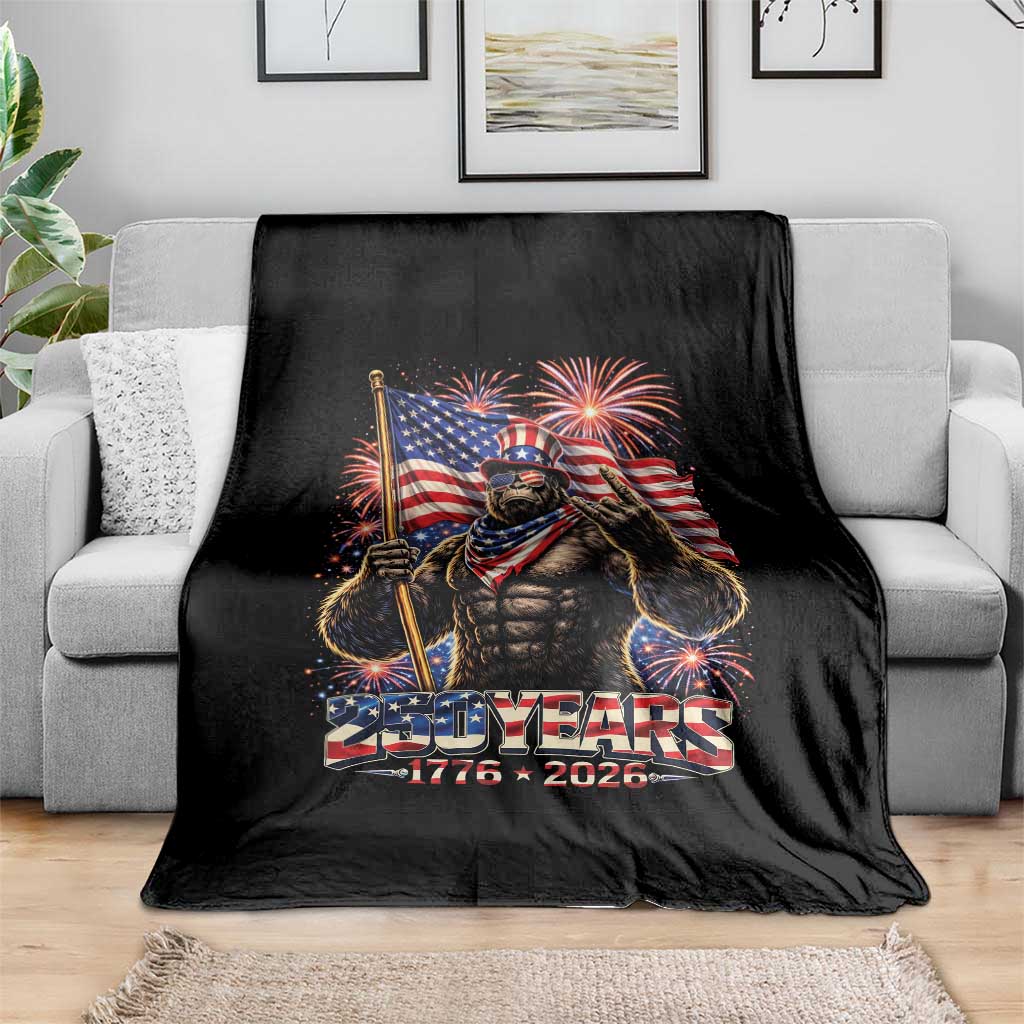 Bigfoot 250th Anniversary Throw Blanket USA Independence 250 Years Of Freedom 1776 2026 Patriotic Flag TS10 Print Your Wear