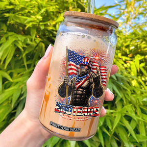 Bigfoot 250th Anniversary Glass Can USA Independence 250 Years Of Freedom 1776 2026 Patriotic Flag TS10 Black Print Your Wear