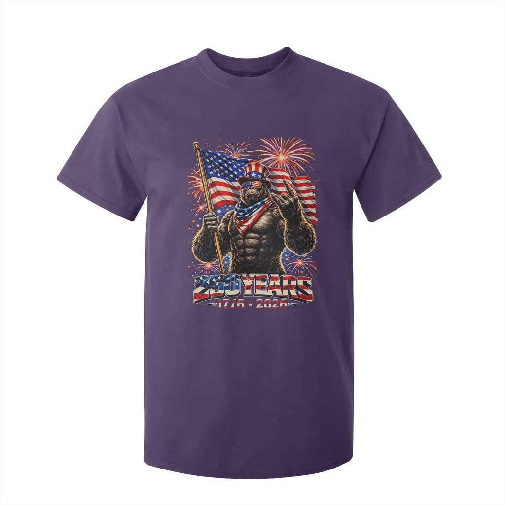 Bigfoot 250th Anniversary T Shirt For Kid USA Independence 250 Years Of Freedom 1776 2026 Patriotic Flag TS10 Purple Print Your Wear