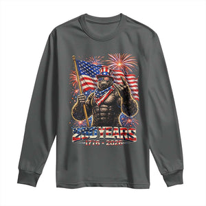 Bigfoot 250th Anniversary Long Sleeve Shirt USA Independence 250 Years Of Freedom 1776 2026 Patriotic Flag TS10 Dark Heather Print Your Wear