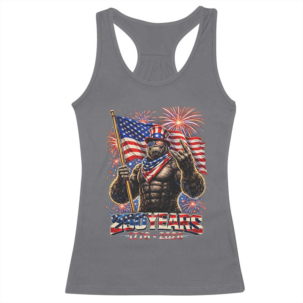 Bigfoot 250th Anniversary Racerback Tank Top USA Independence 250 Years Of Freedom 1776 2026 Patriotic Flag TS10 Charcoal Print Your Wear